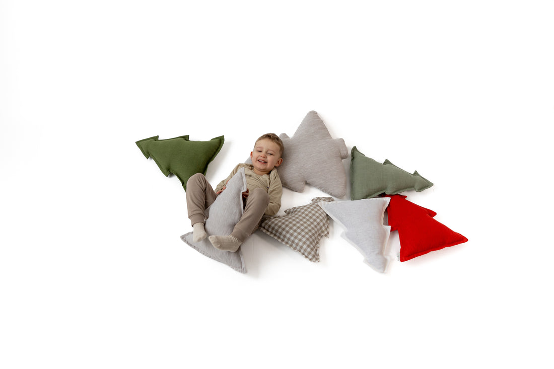 Hemp Linen Pillow Christmas Tree filled HEMP Fiber filler in Linen fabric Custom size / Color Carpet Activity Tummy time pillow