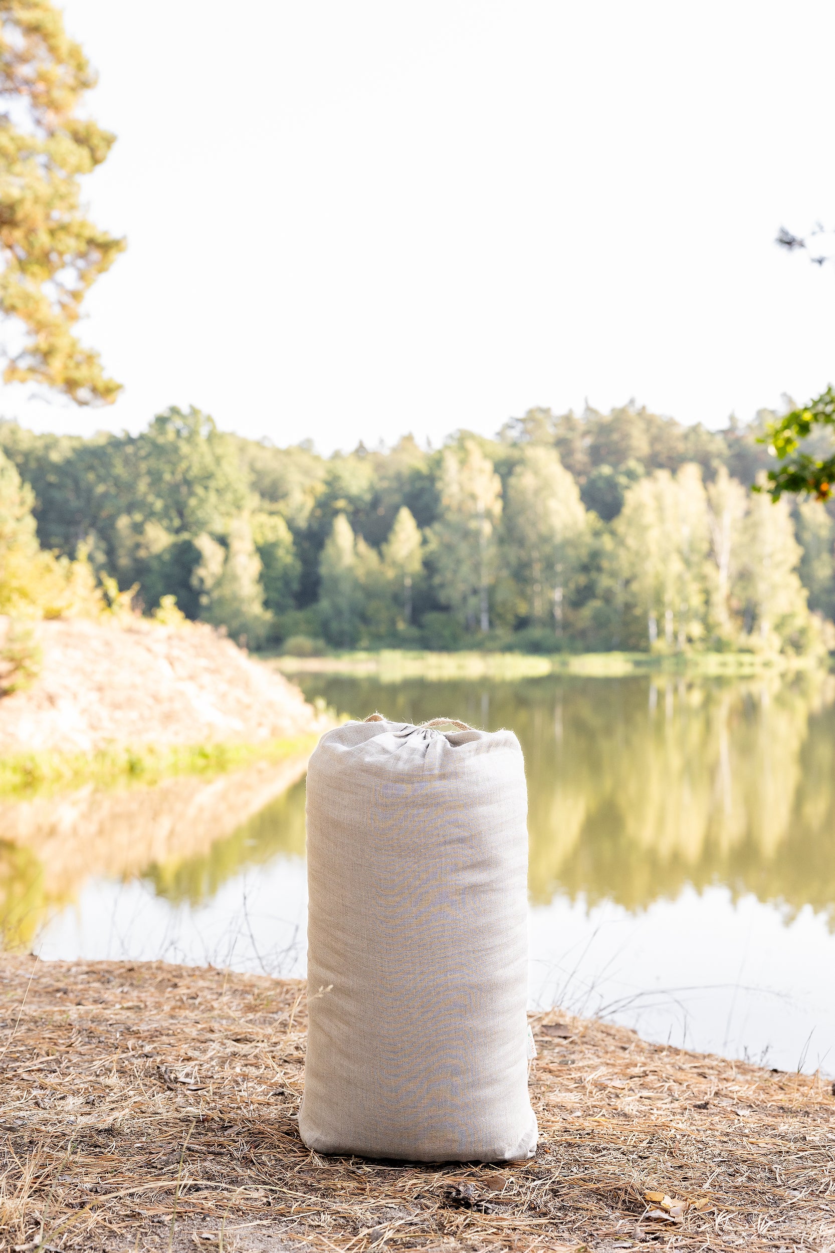 Organic HEMP Sleeping bag in linen fabric- organic hemp fiber filling + linen non-dyed fabric - blanket quilt, hand made