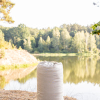 Organic HEMP Sleeping bag in linen fabric- organic hemp fiber filling + linen non-dyed fabric - blanket quilt, hand made