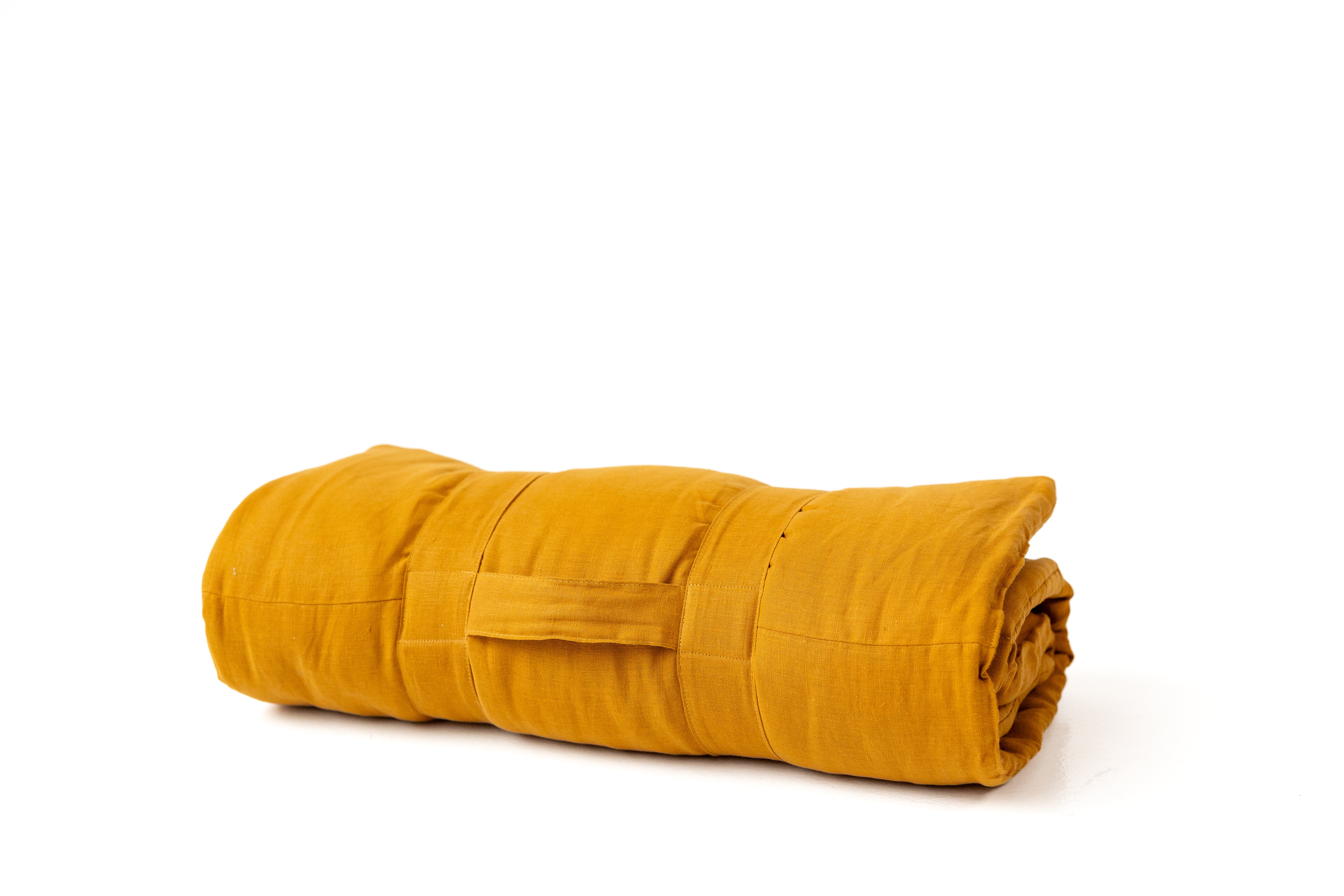 Kindergarten Hemp Linen Sleeping Bag with Pillow School Nap Mat Kids Organic Hemp Fiber Filling in mustard Linen Fabric hand made