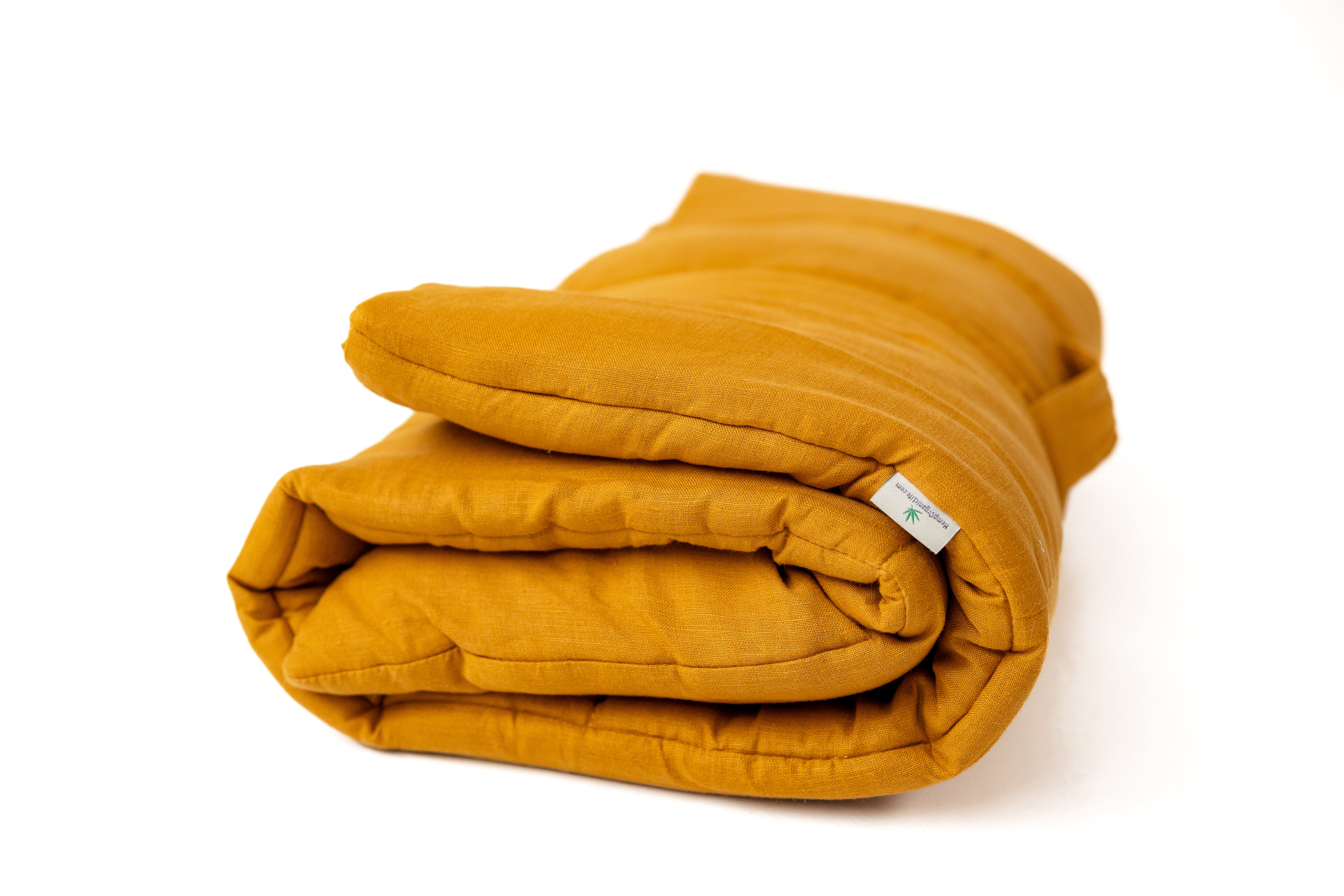 Kindergarten Hemp Linen Sleeping Bag with Pillow School Nap Mat Kids Organic Hemp Fiber Filling in mustard Linen Fabric hand made