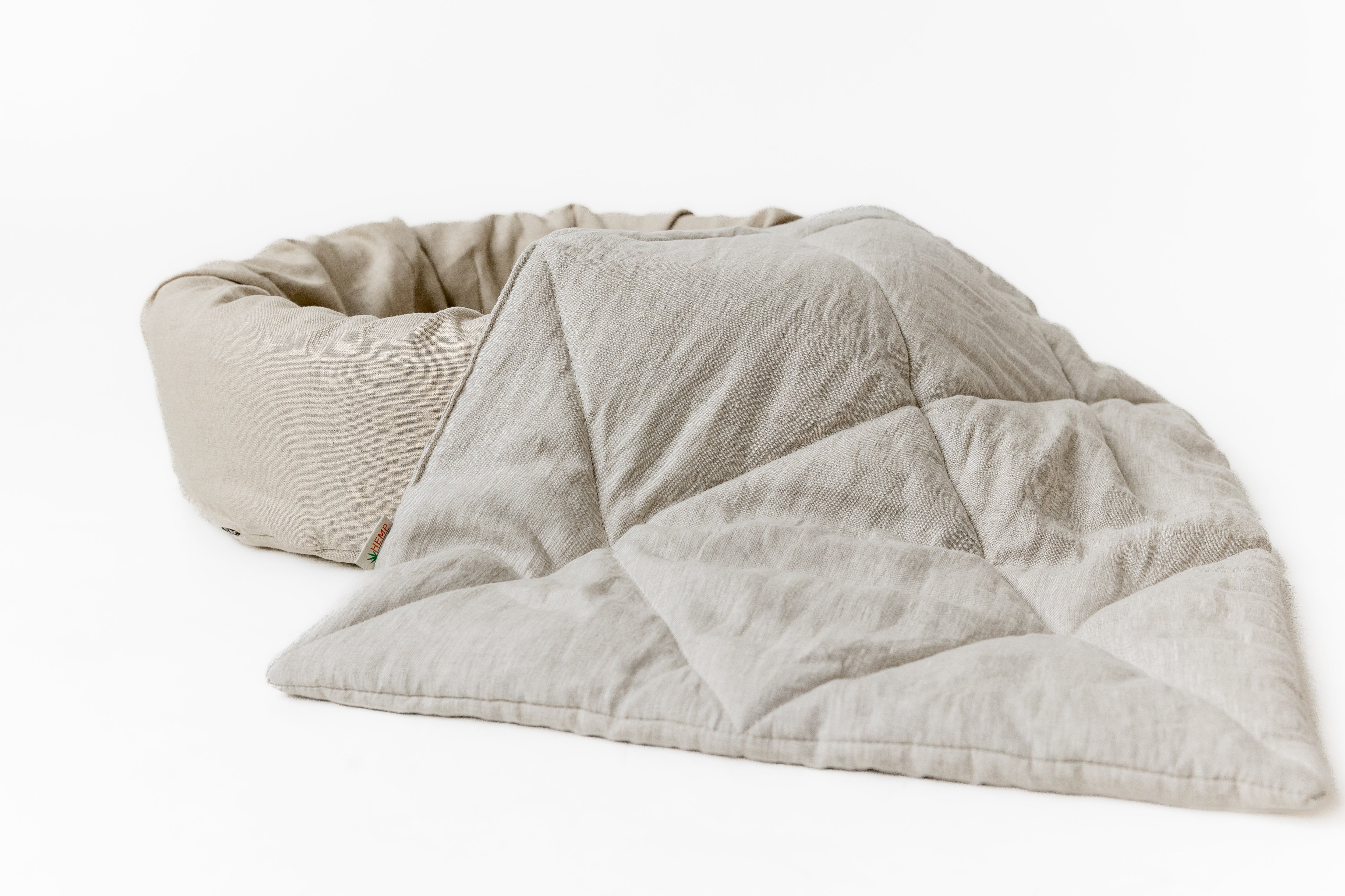 HEMP DOG blanket filled HEMP Fiber in natural linen fabric dog blanket personalised for bed dog mat