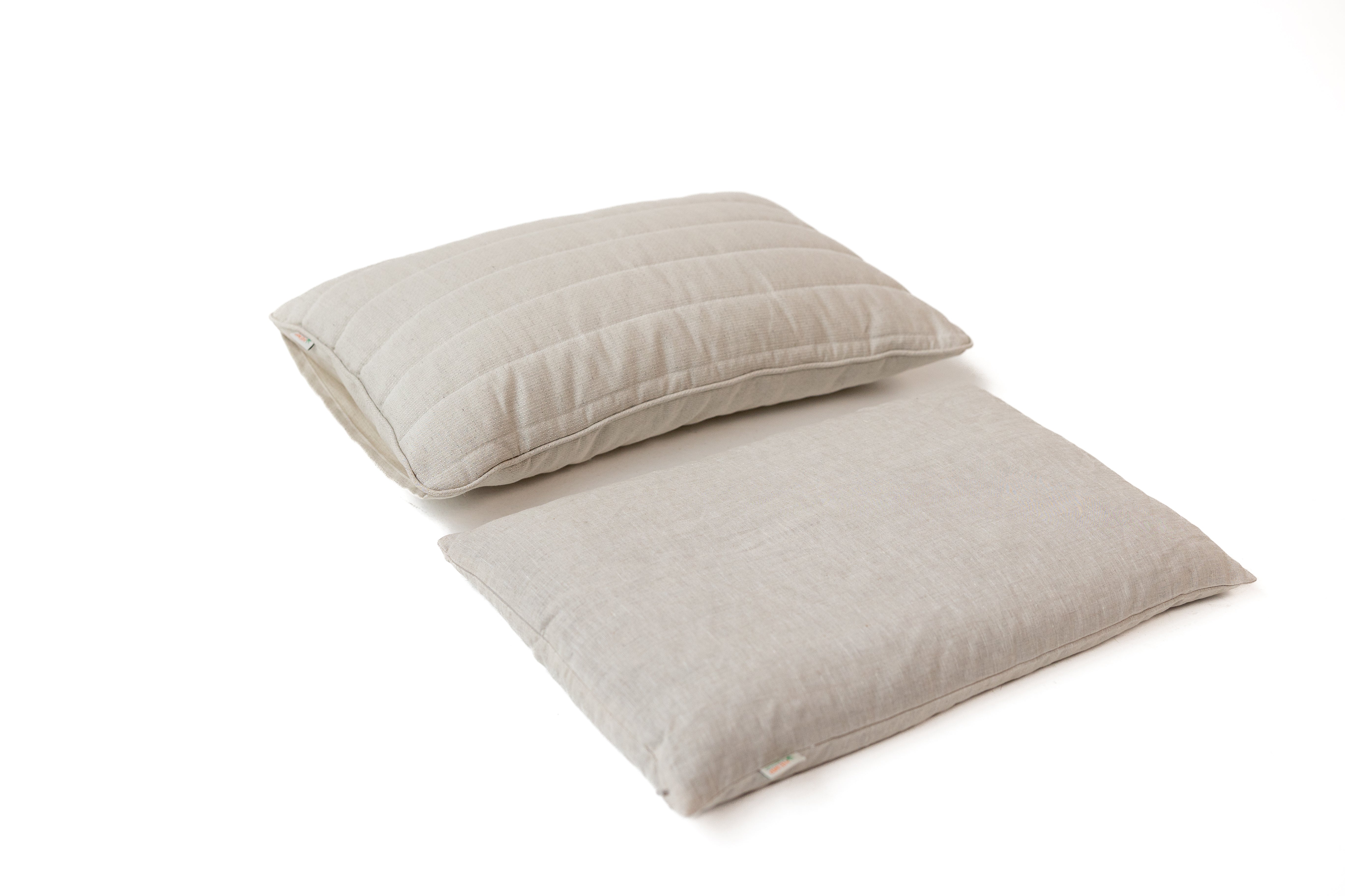 One Cover + Two Pillows Hemp quilted cover with Hemp filled pillow & Buckwheat hulls pillow Natural Choice for Conscious Sleep