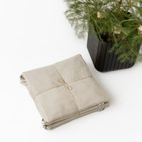 Set of 4 Natural Hemp Linen Seat Cushions for chair with Ties filled organic hemp fiber in Linen fabric Pillow Seat