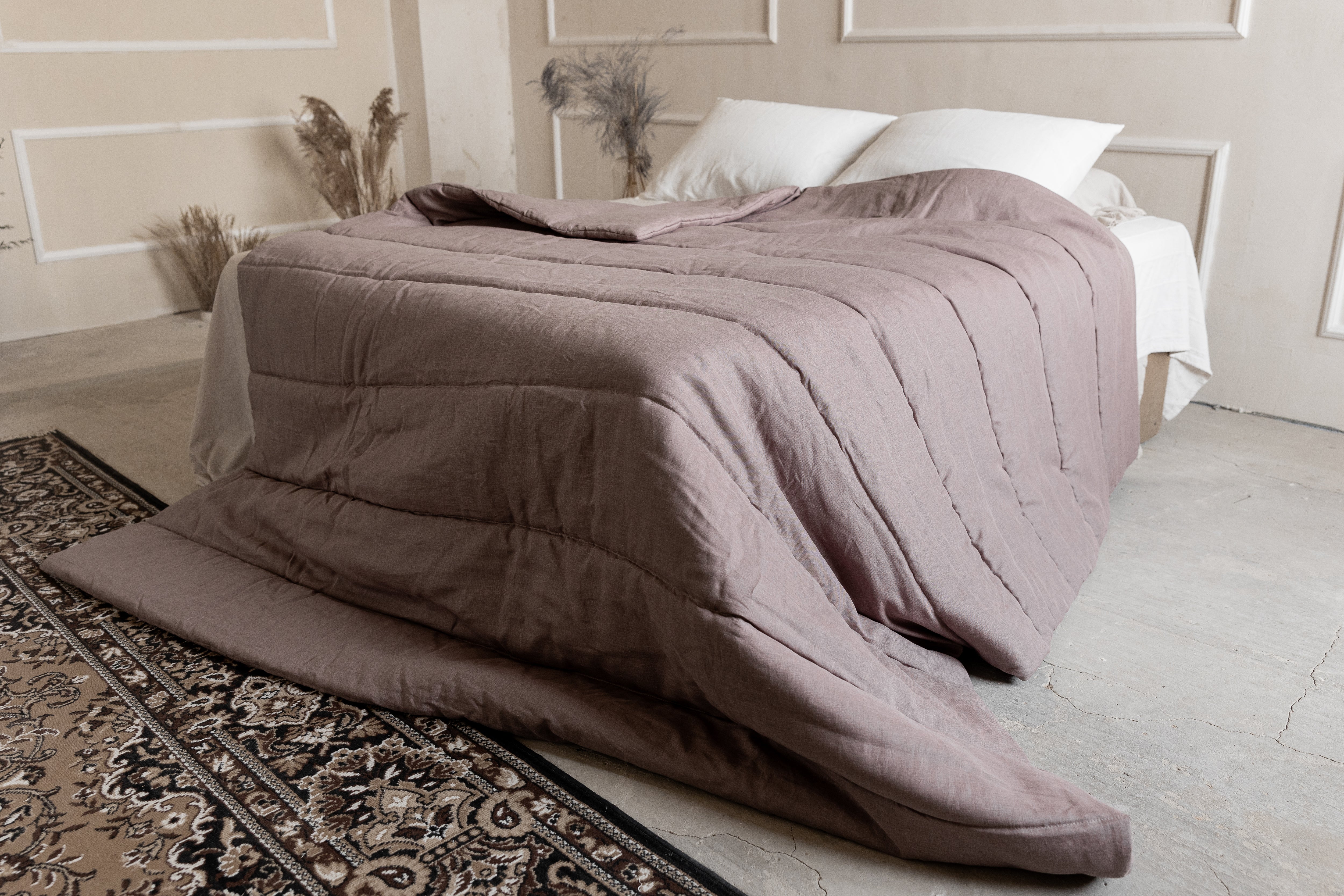 Organic HEMP LINEN Comforter 400 gr.m2 Duvet Insert Linen fabric filled organic Hemp fiber filler Full Twin Queen King Custom size blanket