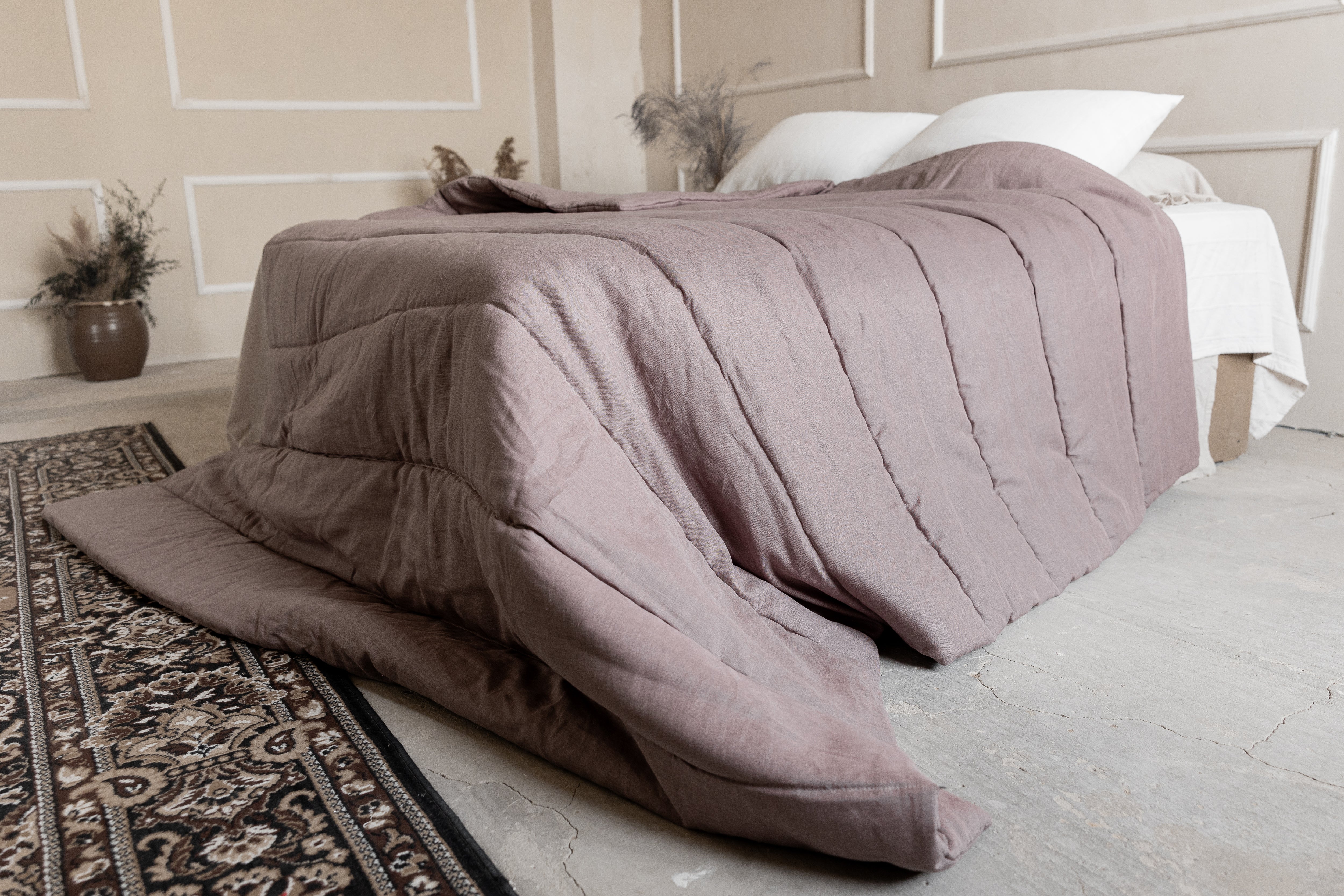 Organic HEMP LINEN Comforter 400 gr.m2 Duvet Insert Linen fabric filled organic Hemp fiber filler Full Twin Queen King Custom size blanket