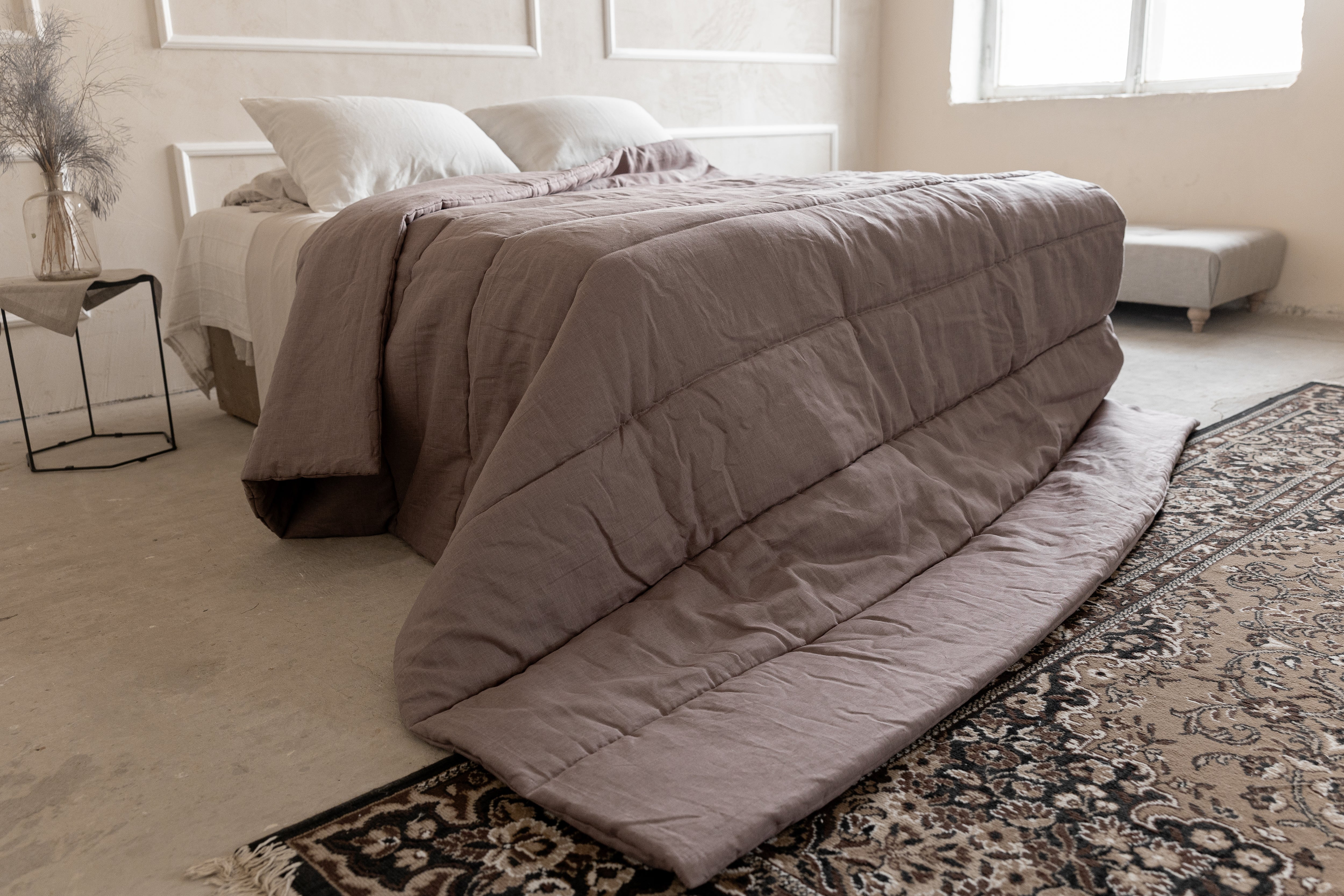 Organic HEMP LINEN Comforter 400 gr.m2 Duvet Insert Linen fabric filled organic Hemp fiber filler Full Twin Queen King Custom size blanket