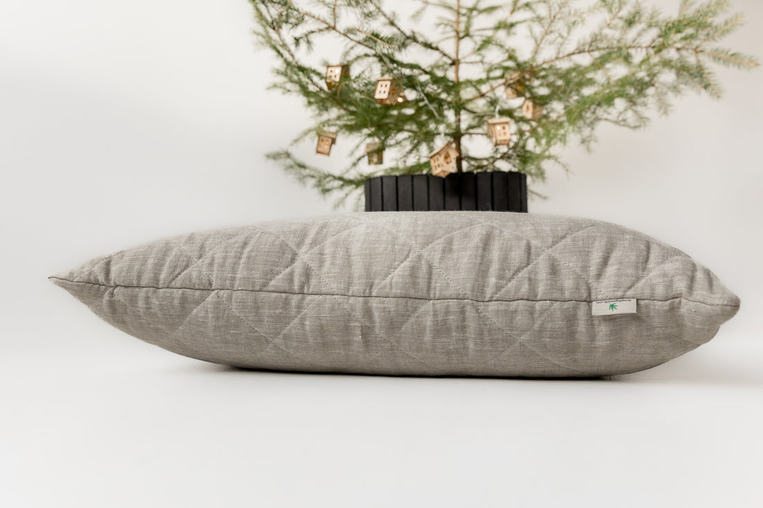 Christmas Gift Hemp Linen Organic Pillow filled HEMP FIBER in linen fabric with regulation height Hemp pillow  Eco-friendly Bed Pillow
