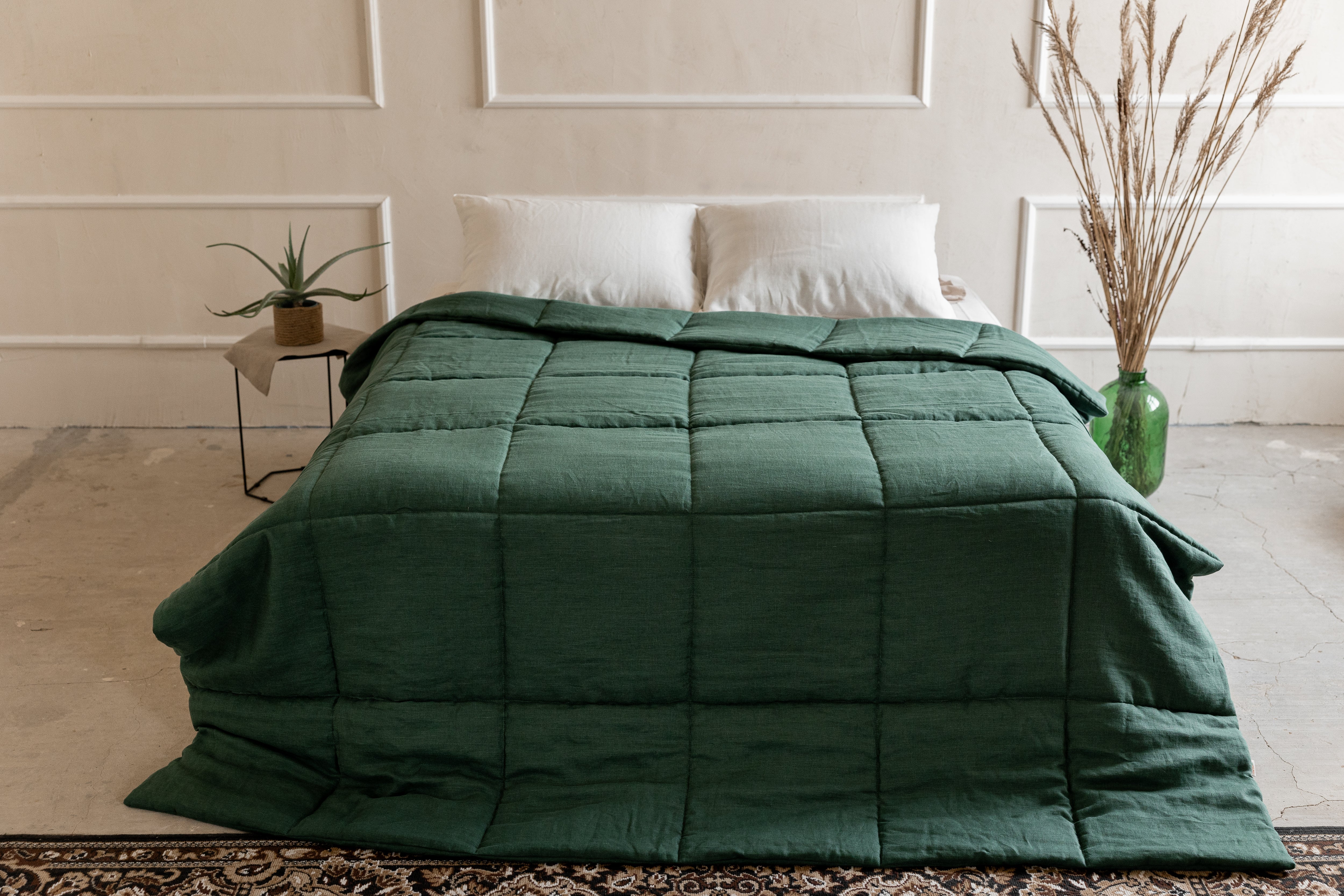 Thick Natural HEMP Linen Comforter Green Blanket Duvet Insert Hemp filler in natural linen fabric Full Twin Queen King Custom size