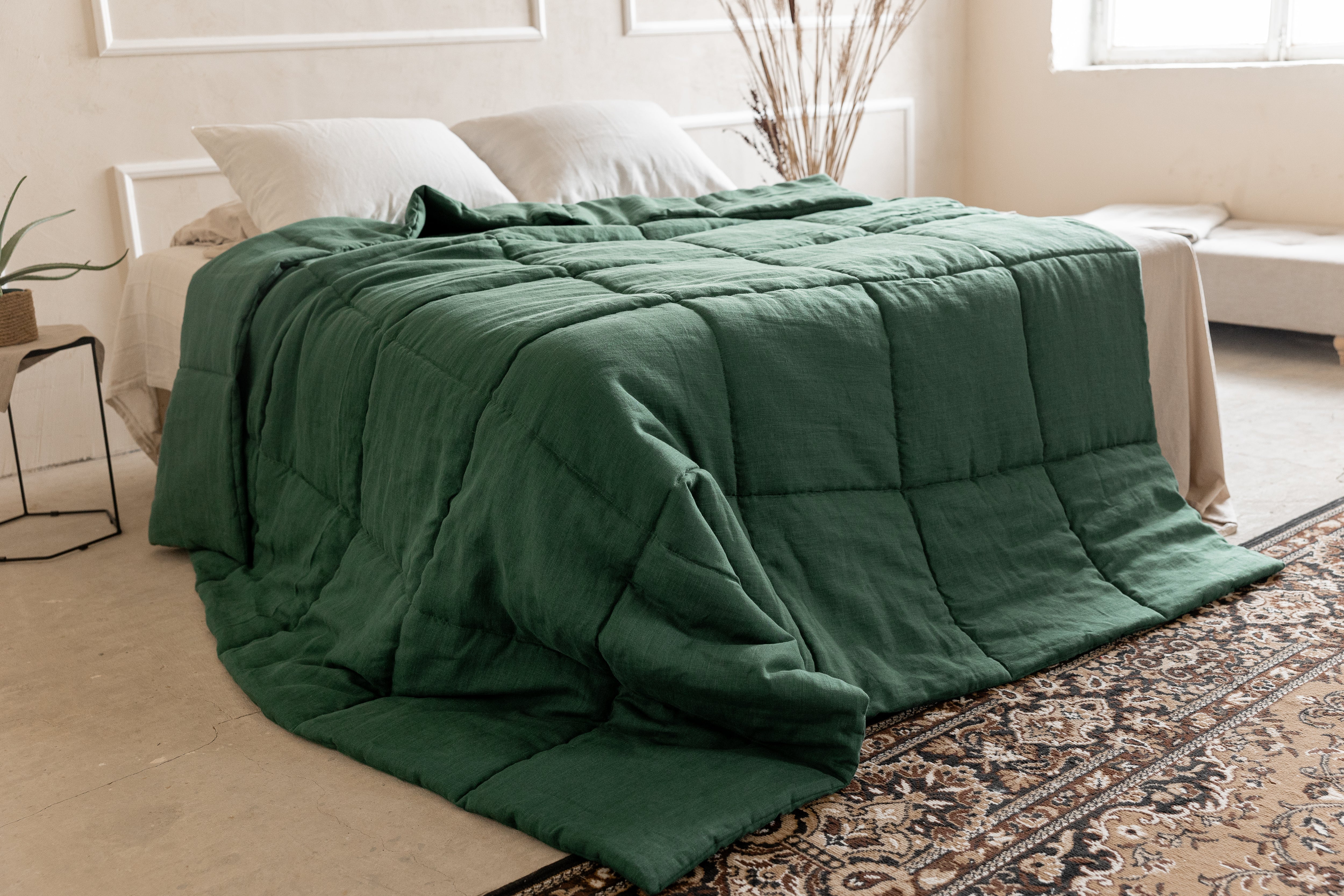 Thick Natural HEMP Linen Comforter Green Blanket Duvet Insert Hemp filler in natural linen fabric Full Twin Queen King Custom size