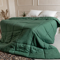 Thick USA Queen 86"x90" Natural HEMP Linen Comforter Green Blanket Duvet Insert Hemp filler in natural linen fabric