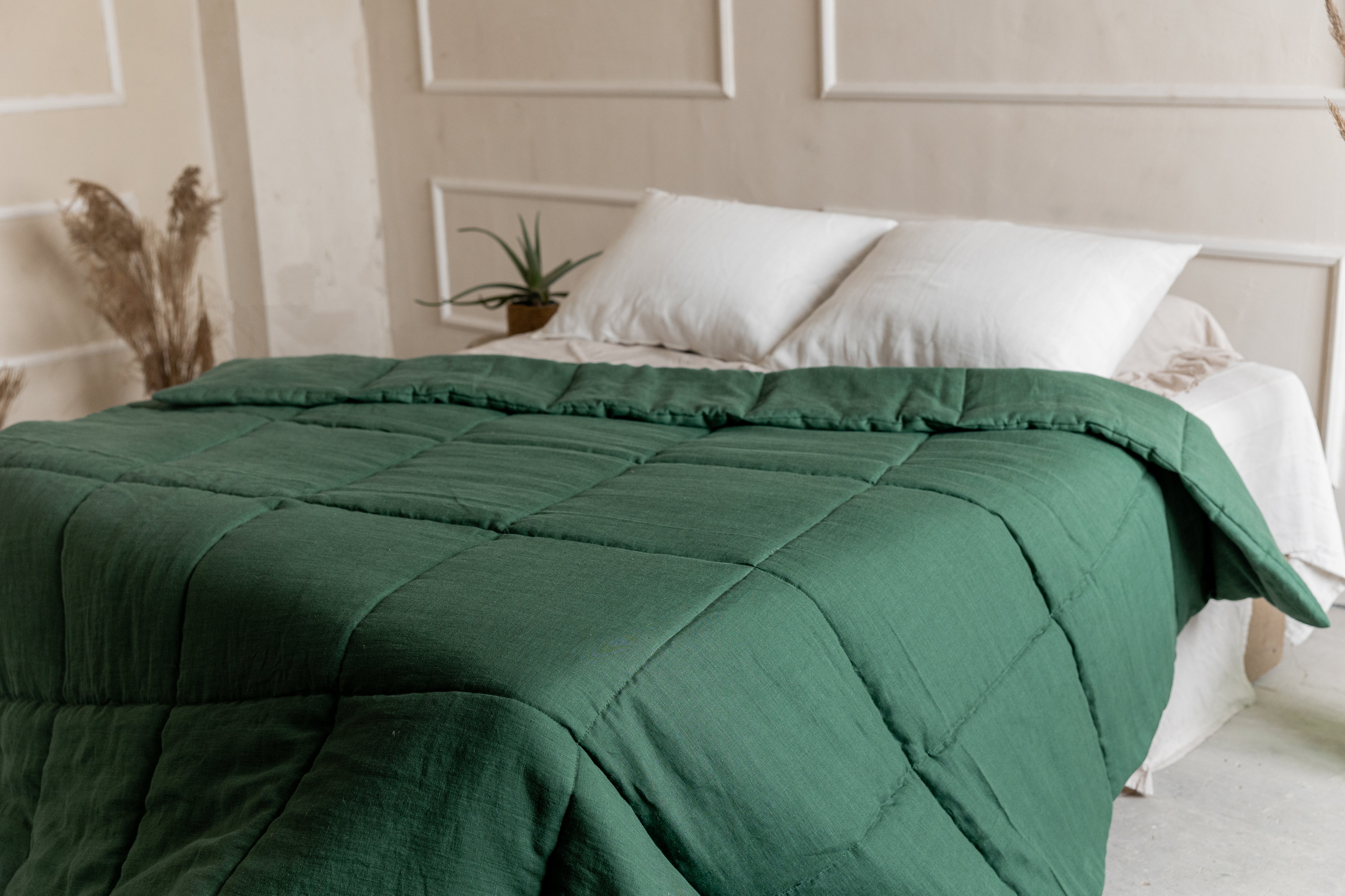 Thick Natural HEMP Linen Comforter Green Blanket Duvet Insert Hemp filler in natural linen fabric Full Twin Queen King Custom size