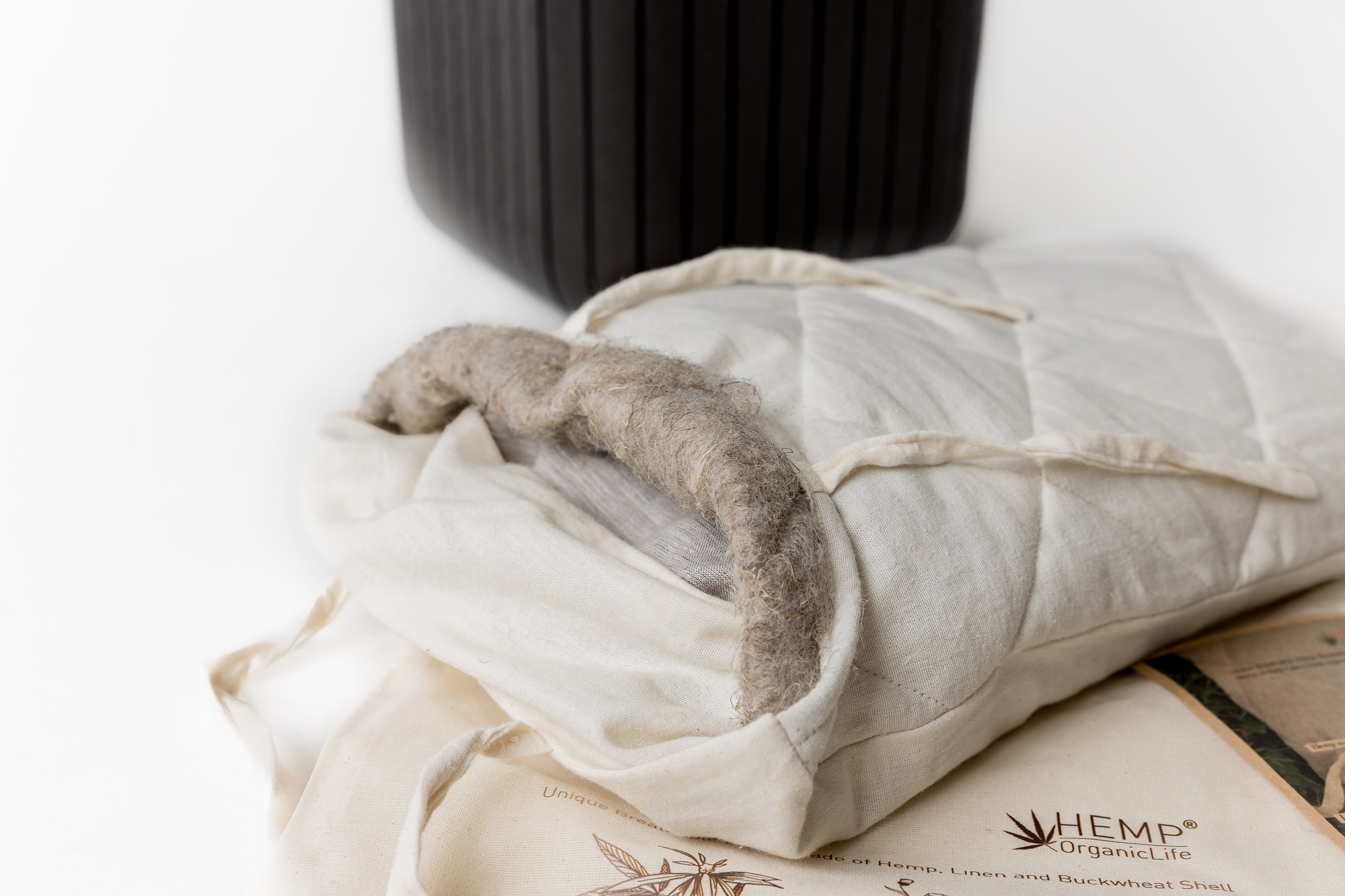 Breathable Hemp Buckwheat Hulls Pillow Hemp Undyed Fabric organic Buckwheat Hulls + Hemp Fiber Eco friendly for sleep