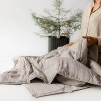 Natural Hemp Blanket 55" x 81" (140x200 cm) filler organic Hemp fiber in Hemp not dyed fabric Custom size Gift for Valentine's Day