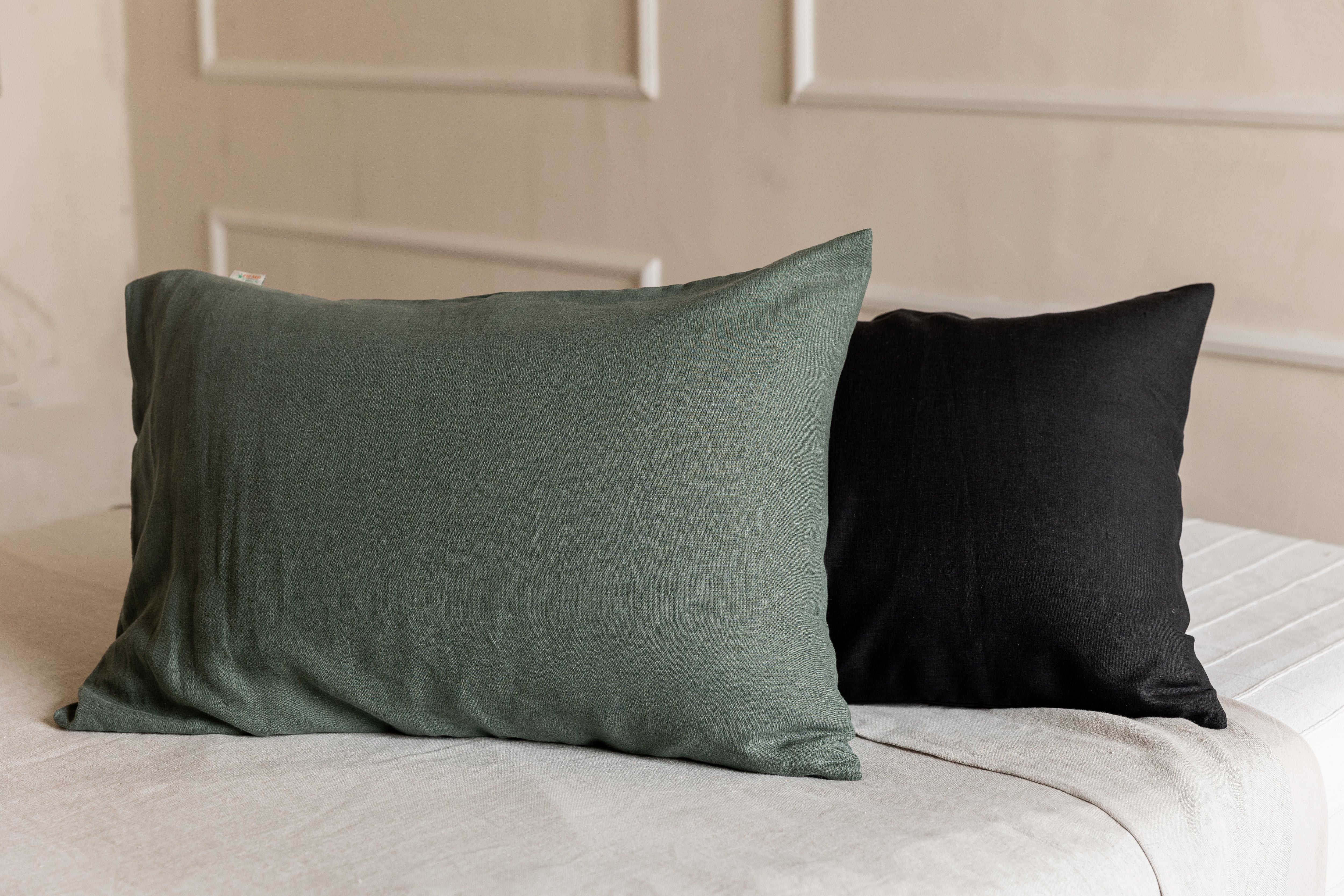 Linen Pillowcases Linen Washed Fabric Black White Green Ashen Pink Custom sizes Make to order