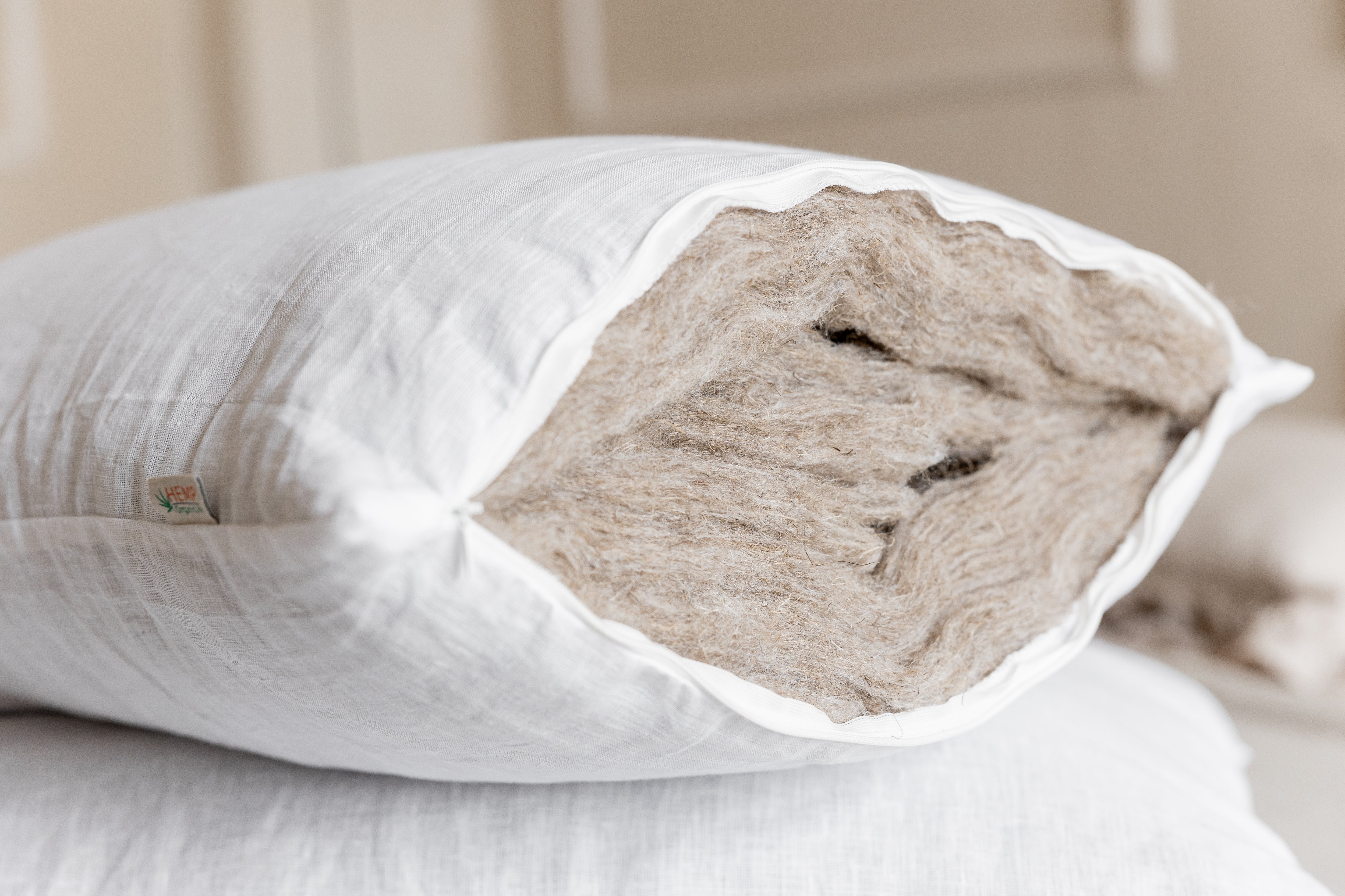 Hemp Pillow filled HEMP FIBER in white Linen fabric with zipper Regulation height/Hemp pillow/ Bed Pillow /Toddler pillow/ Eco friendly