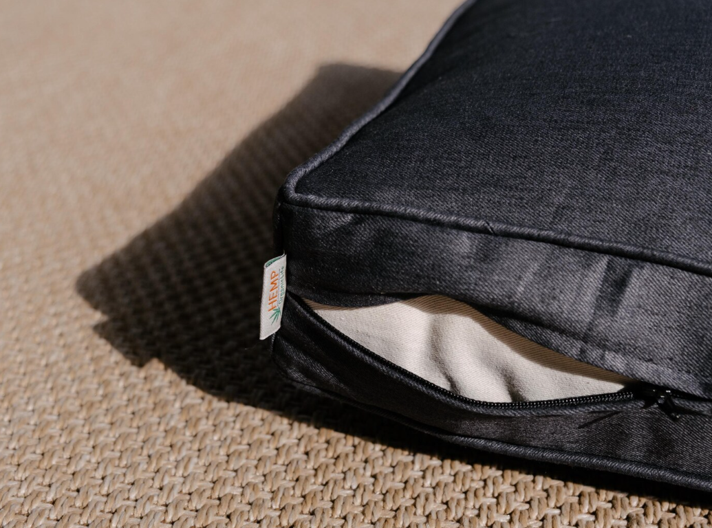 Hemp Cushion with sewn-in piping along the edge Linen Removable Cover Hemp fiber filling Floor Bench Window Cushion