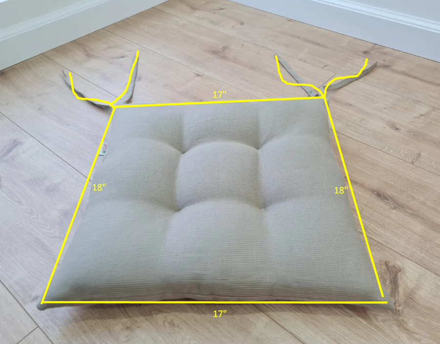 Special listing for Lauren Gray six 17"x18" hemp chair cushions with ties in linen Stripe 1 fabric