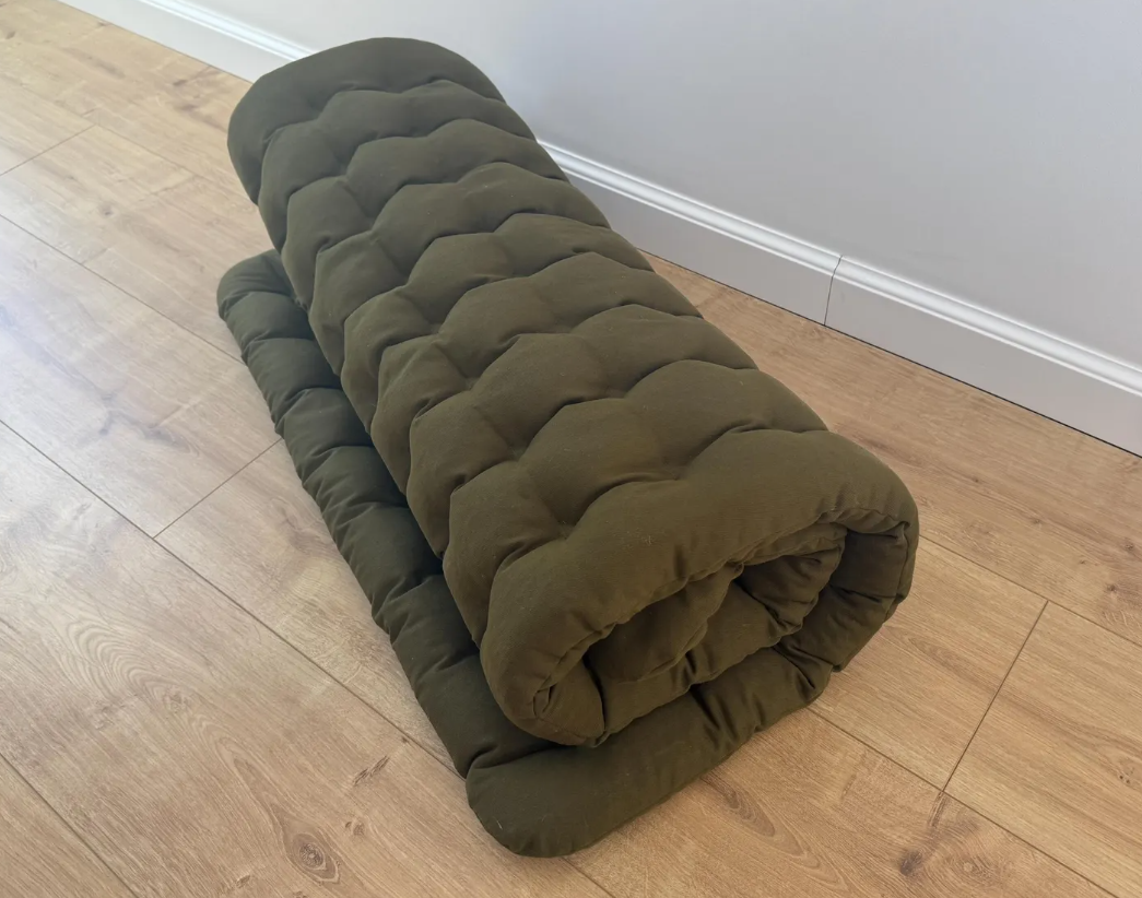 28"х51" (70x130cm) Natural Floor topper filled organic buckwheat hulls in Cotton fabric / Yoga Mat multi / Chamber Futon