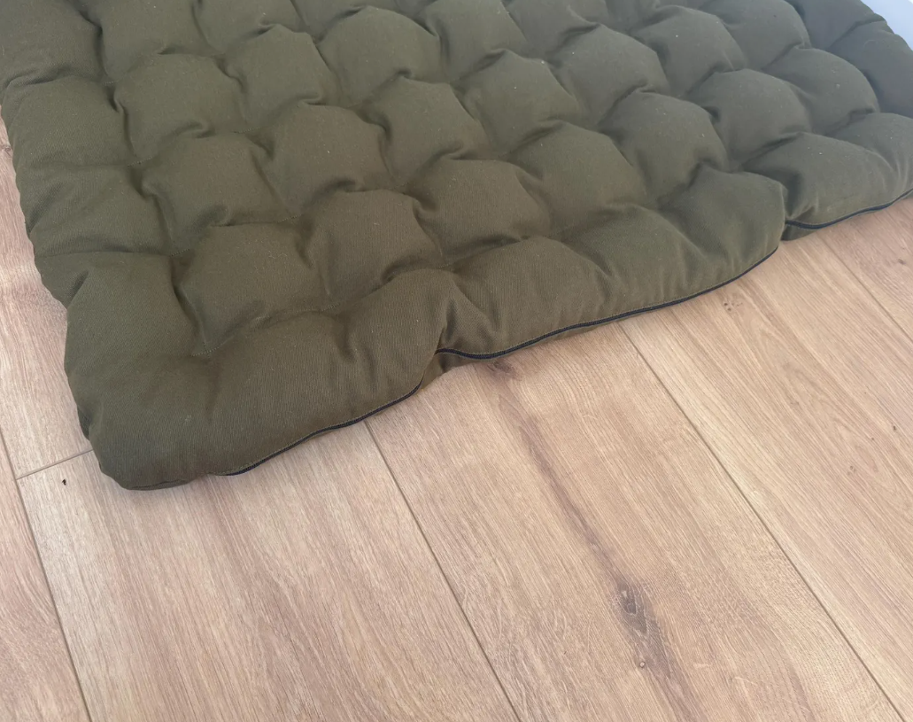 28"х51" (70x130cm) Natural Floor topper filled organic buckwheat hulls in Cotton fabric / Yoga Mat multi / Chamber Futon