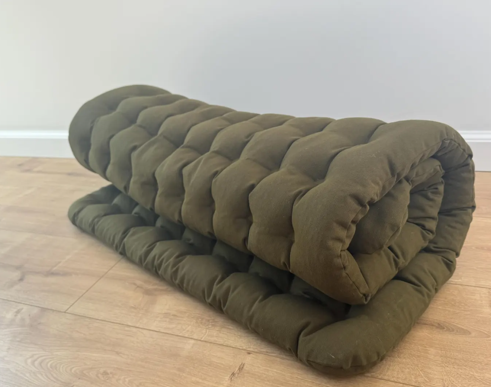 28"х51" (70x130cm) Natural Floor topper filled organic buckwheat hulls in Cotton fabric / Yoga Mat multi / Chamber Futon