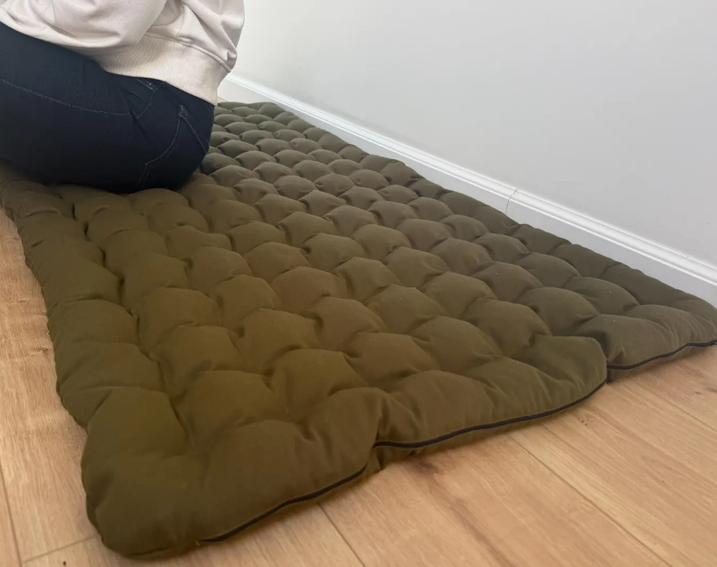 28"х51" (70x130cm) Natural Floor topper filled organic buckwheat hulls in Cotton fabric / Yoga Mat multi / Chamber Futon