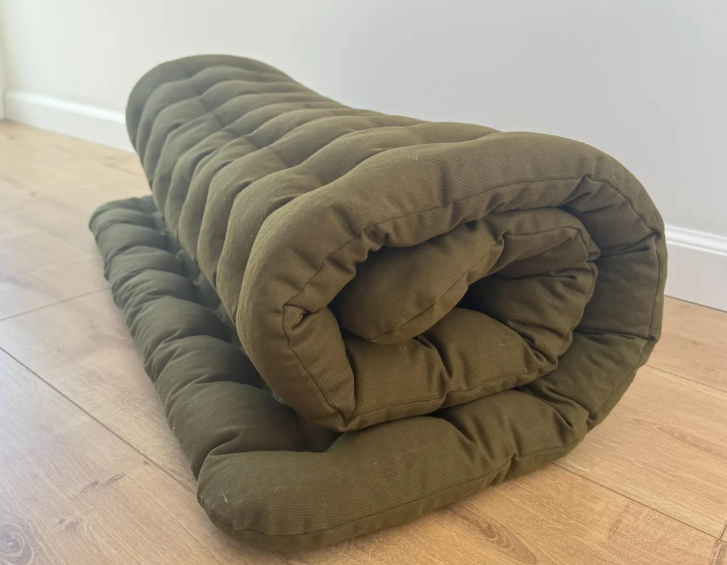 28"х51" (70x130cm) Natural Floor topper filled organic buckwheat hulls in Cotton fabric / Yoga Mat multi / Chamber Futon