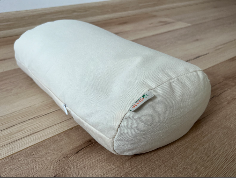 Cotton Bolster filled organic Buckwheat hulls yoga pillow Meditation pillow natural non dyed cotton fabric