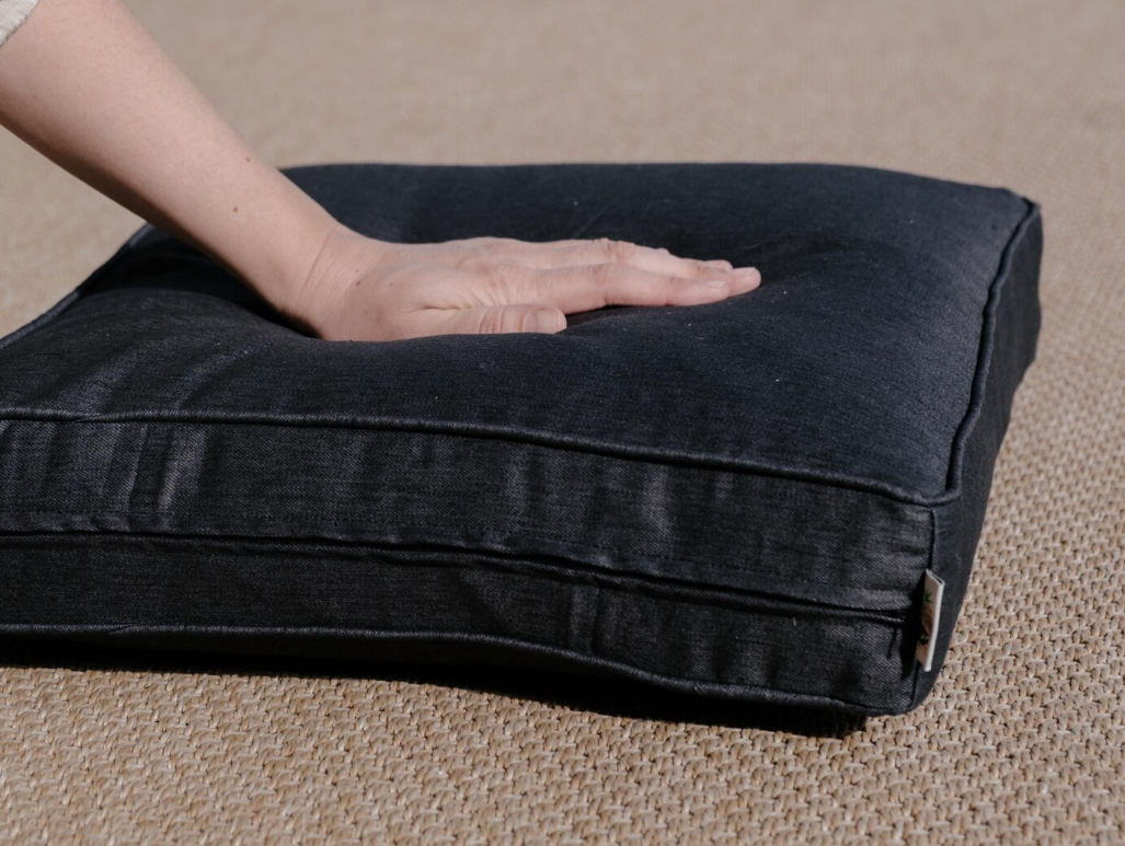 Hemp Cushion with sewn-in piping along the edge Linen Removable Cover Hemp fiber filling Floor Bench Window Cushion