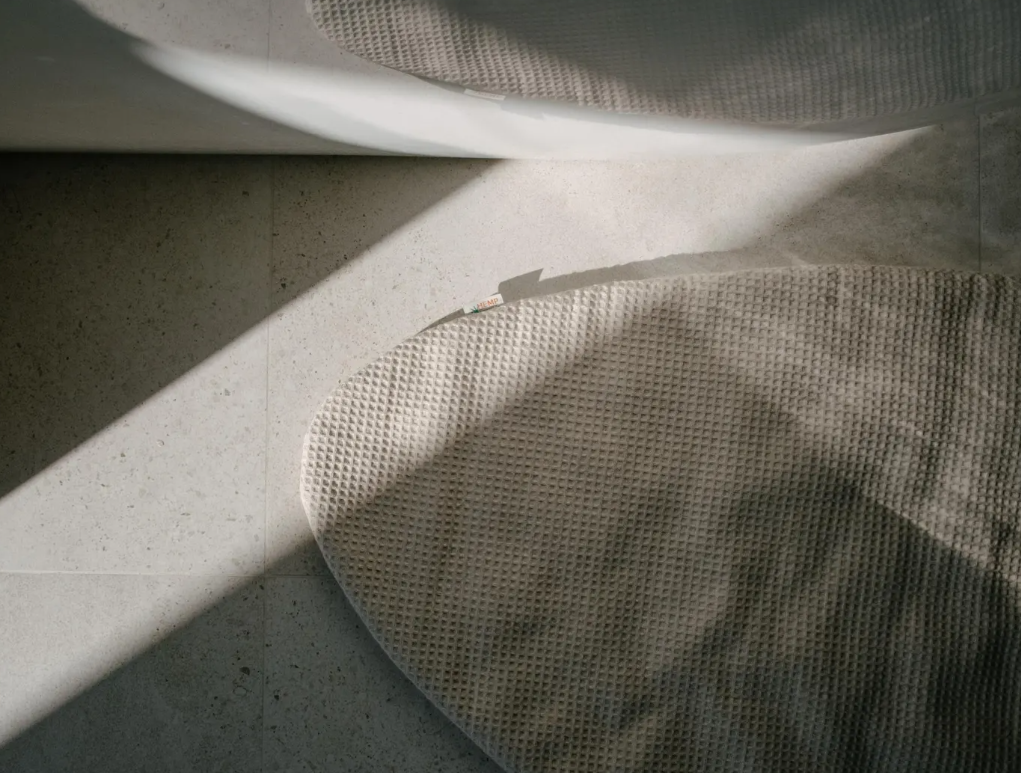 Stone-Shaped Hemp Linen Mat / filled HEMP Fiber filler in Linen fabric Custom size / Eco Home Decor