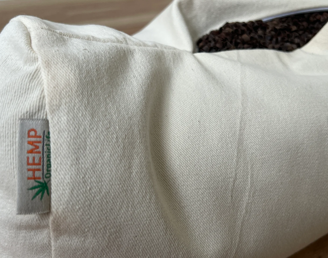 Cotton Bolster filled organic Buckwheat hulls yoga pillow Meditation pillow natural non dyed cotton fabric