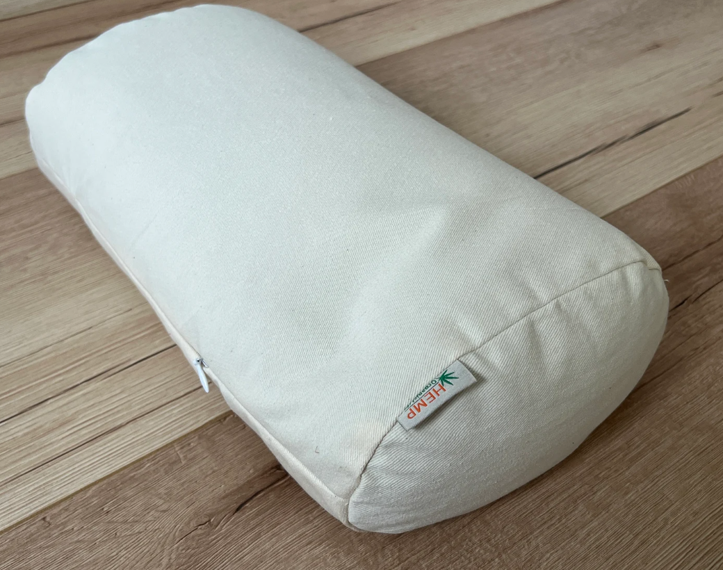 Cotton Bolster filled organic Buckwheat hulls yoga pillow Meditation pillow natural non dyed cotton fabric