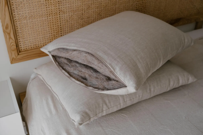 HEMP Pillow filled organic HEMP FIBER in linen fabric with regulation  height Hemp pillow