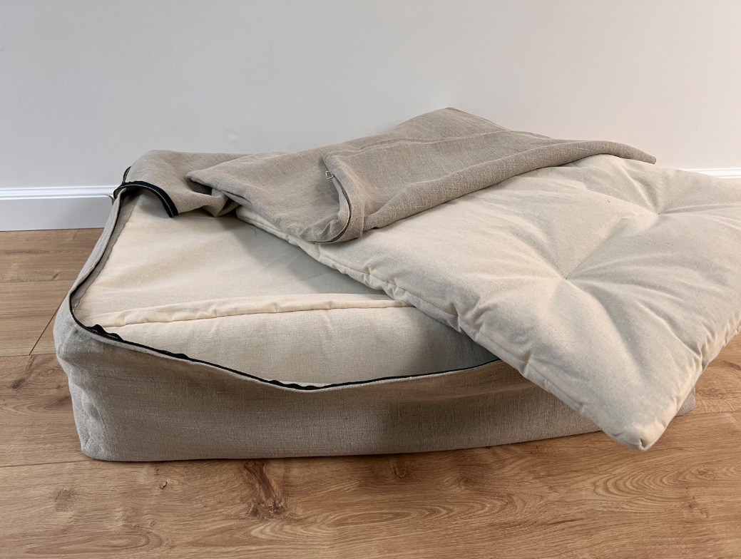 Organic Hemp Pet Bed Removable Washable Natural Linen Cover Bed Filled Organic Hemp Fiber Filler - Dog Cat Pet Bed Cots Mat Cover
