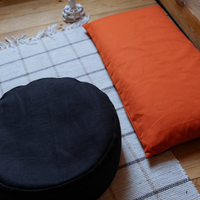 Black Zafu Linen floor cushion with Buckwheat hulls /Organic Meditation cushion/buckwheat