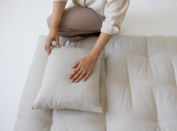 Hemp Shikibuton Pillow custom filled HEMP FIBER in Hemp Fabric with Zipper / Custom Sizes Available / Eco friendly