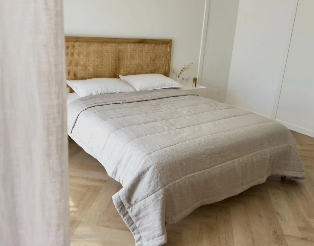 Thin Hemp Linen blanket summer quilt filled organic hemp fiber in soft washed linen fabric Custom Made blanket