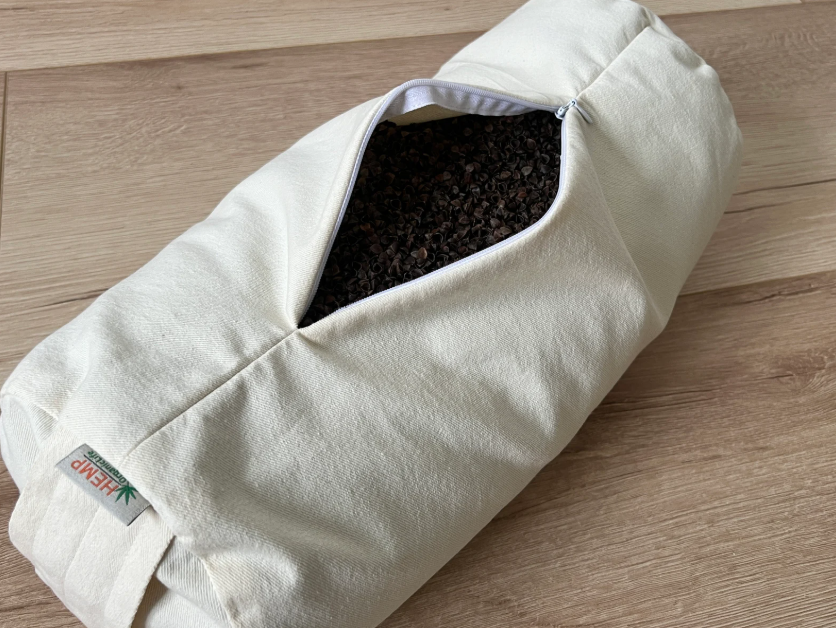 Bolster filled organic Buckwheat hulls yoga pillow Meditation pillow natural non dyed cotton fabric