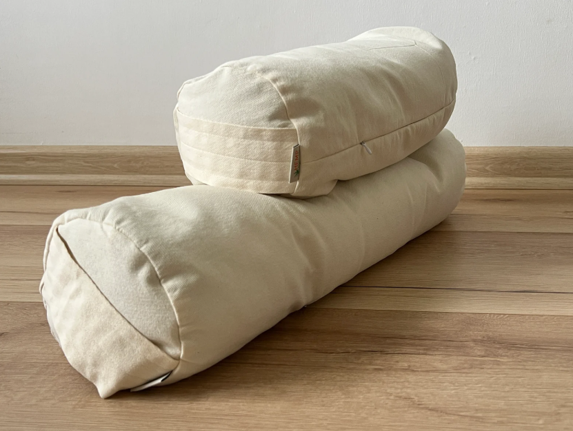 Bolster filled organic Buckwheat hulls yoga pillow Meditation pillow natural non dyed cotton fabric