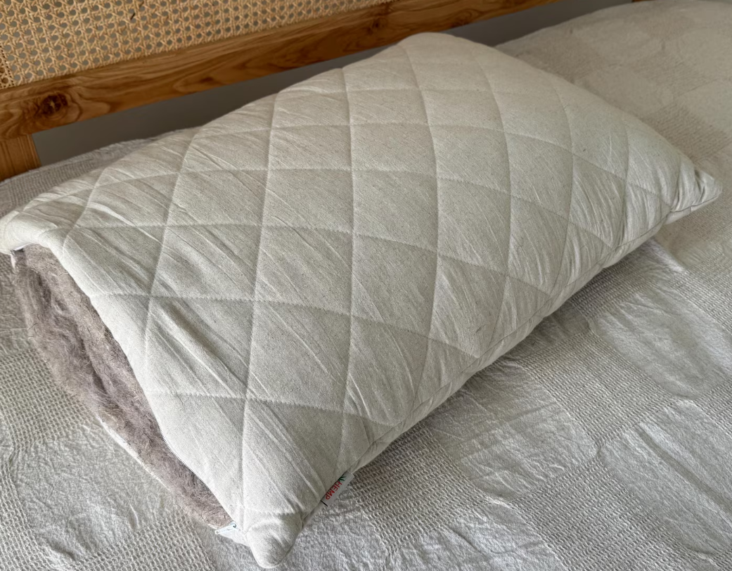 HEMP Pillow filled organic HEMP FIBER in Linen/Cotton fabric regulation height/Hemp pillow/ Hypoallergenic Bed Pillow Eco pillow