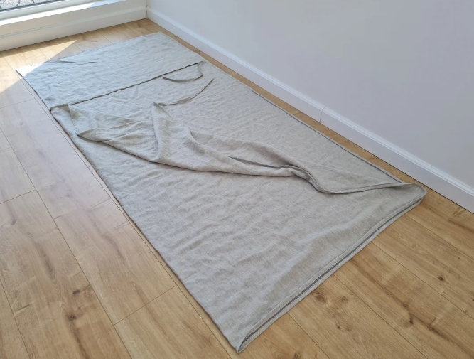 Special listing for Dylan Pullis one 24"W x 80"L floor topper with outer removable cover, one 36"W x 80"L thick hemp sleeping bag and one 36"W x 80"L linen sleeping bag liner