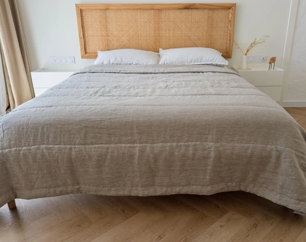 Thin Hemp Linen blanket summer quilt filled organic hemp fiber in soft washed linen fabric Custom Made blanket