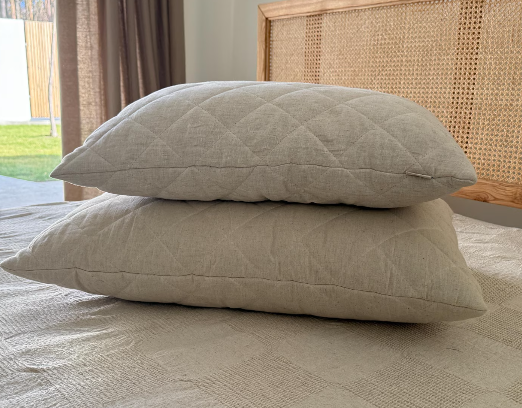 HEMP Pillow filled organic HEMP FIBER in Linen/Cotton fabric regulation height/Hemp pillow/ Hypoallergenic Bed Pillow Eco pillow