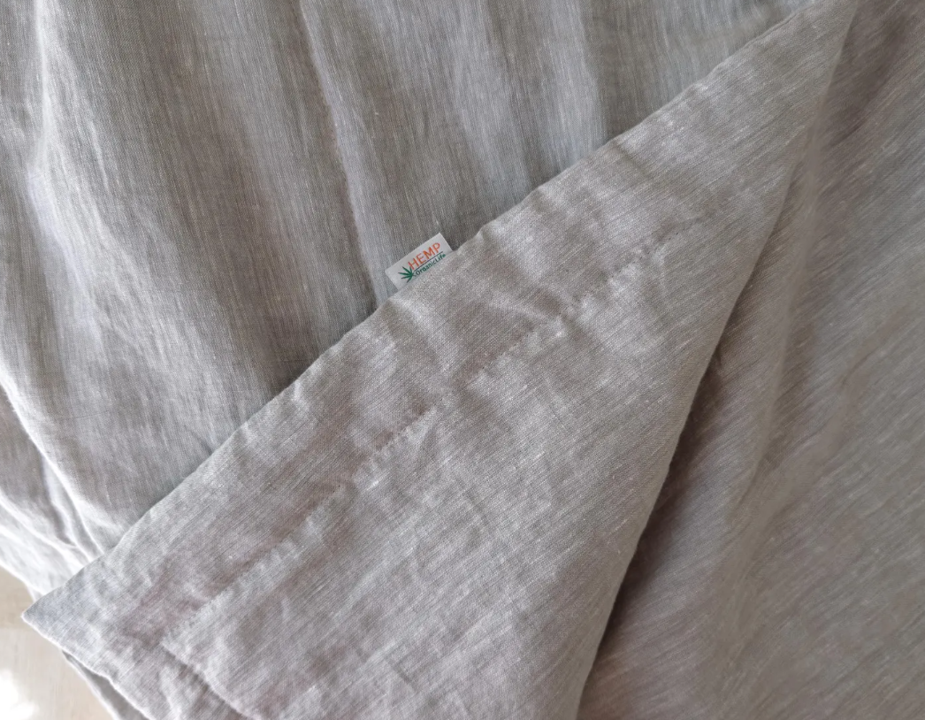 Thin Hemp Linen blanket summer quilt filled organic hemp fiber in soft washed linen fabric Custom Made blanket