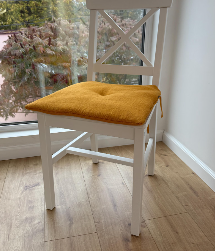 Hemp Linen seat cushion for chair with ties filled organic hemp fiber in natural linen fabric Chair Cushion Pillow seat