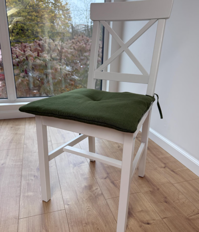 Hemp Linen seat cushion for chair with ties filled organic hemp fiber in natural linen fabric Chair Cushion Pillow seat