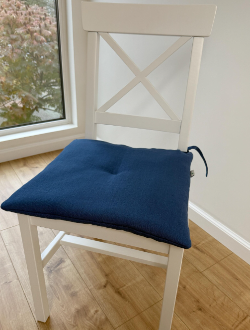 Hemp Linen seat cushion for chair with ties filled organic hemp fiber in natural linen fabric Chair Cushion Pillow seat