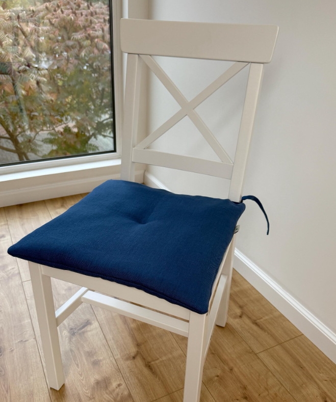 Hemp Linen seat cushion for chair with ties filled organic hemp fiber in natural linen fabric Chair Cushion Pillow seat