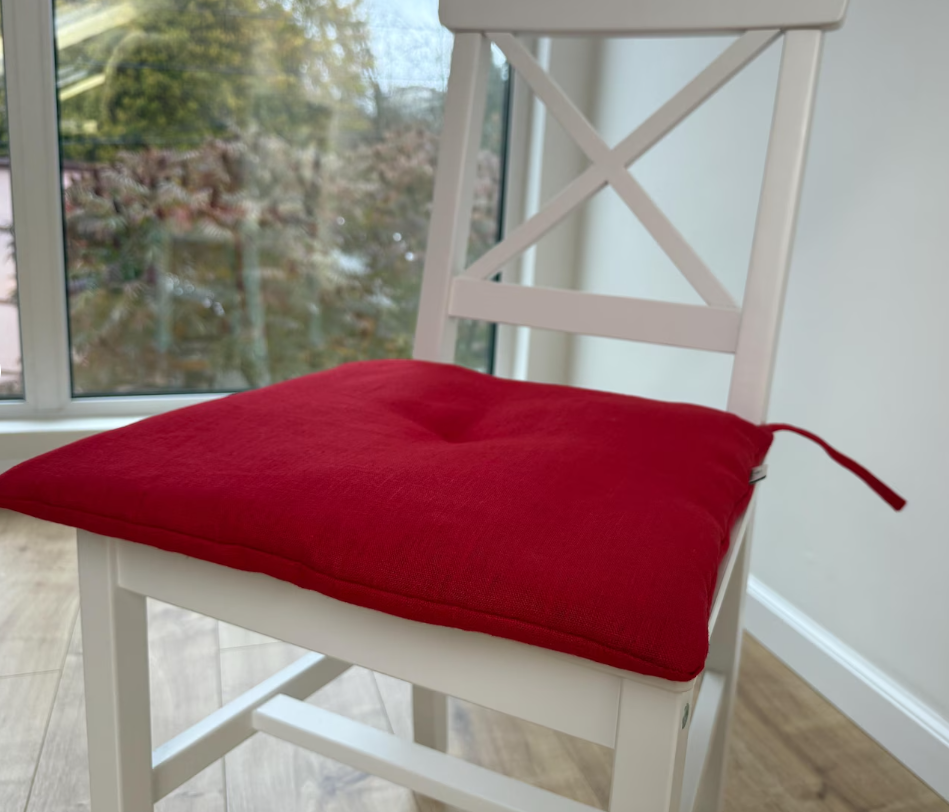 Hemp Linen seat cushion for chair with ties filled organic hemp fiber in natural linen fabric Chair Cushion Pillow seat