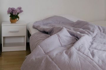 43" x 57" (110 x 145 cm) Lilac HEMP Linen Blanket Quilt Linen Fabric filled organic Hemp Fiber Filler